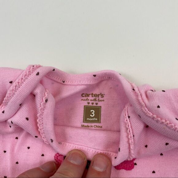 Pink and Brown Carter's snap crotch short sleeve onesie Girl 3 months bundle - Picture 9 of 13